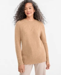 Charter Club Women's Placed-Pointelle Crewneck 100% Cashmere Sweater, Macy's Exclusive