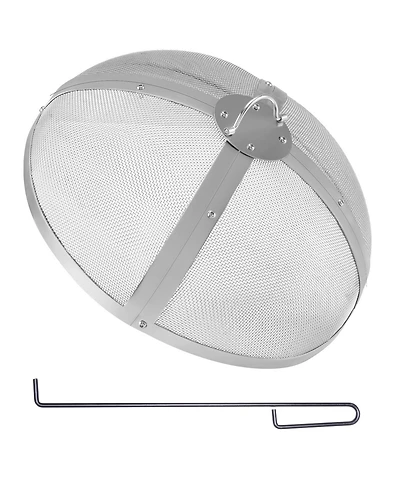 Cozito Fire Pit Spark Screen, Round Stainless Steel Mesh Cover with Ring Handle
