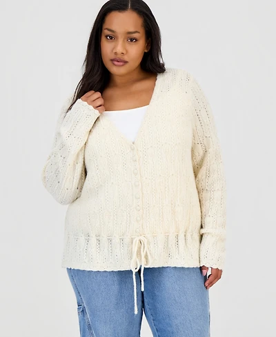And Now This Trendy Plus Pointelle Drawstring Cardigan, Macy's Exclusive