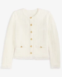 I.n.c. International Concepts Petite Frayed Button Down Textured-Knit Cardigan, Macy's Exclusive