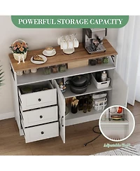 homfan Drawer 2-Door Sideboard Buffet Cabinet, Engineered Wood Storage Console Table for Dining Room Living Room Kitchen