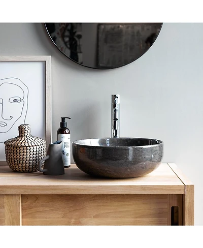 Tikamoon Pia round dark marble basin