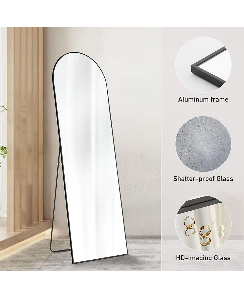 Busdays 21 x 64 Inch Floor Standing Mirror Wall Mirror with Stand Aluminum Alloy Thin Frame