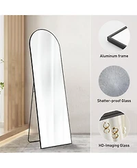 Busdays 21 x 64 Inch Floor Standing Mirror Wall Mirror with Stand Aluminum Alloy Thin Frame