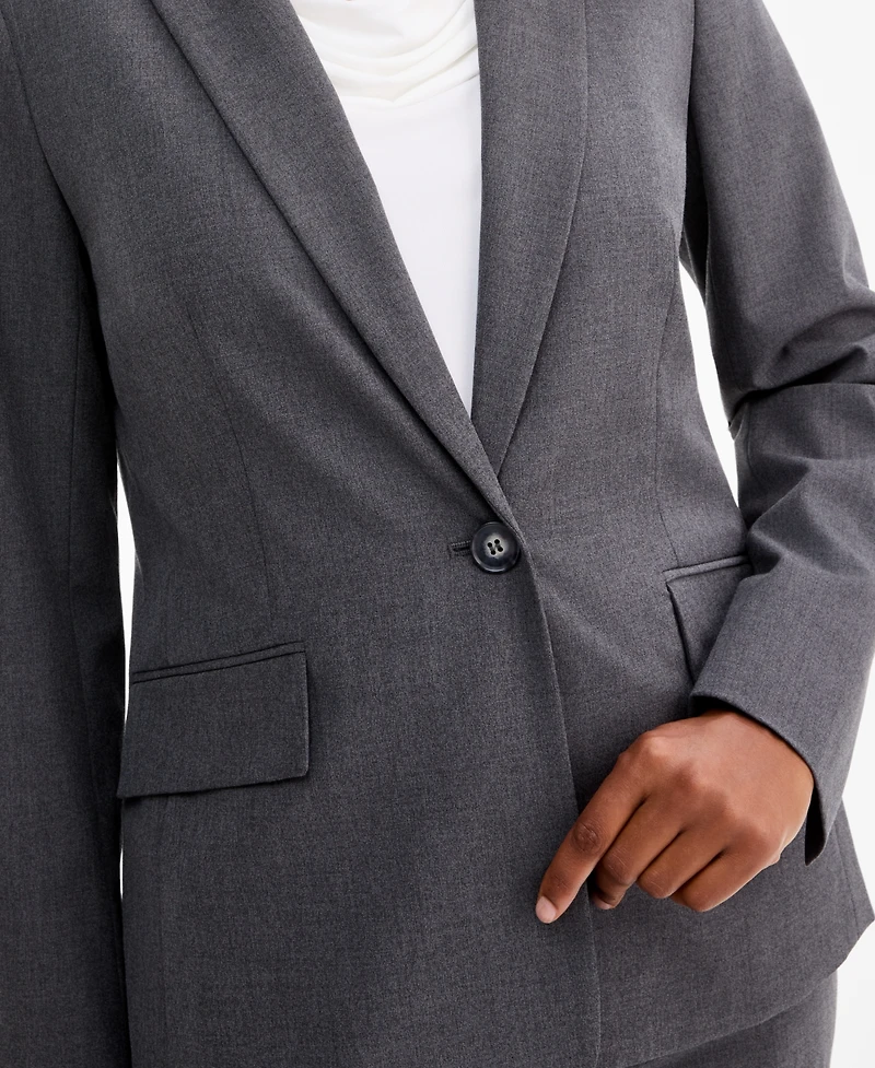 Kasper Women's Machine Washable Bi-Stretch One-Button Blazer, Regular & Petite