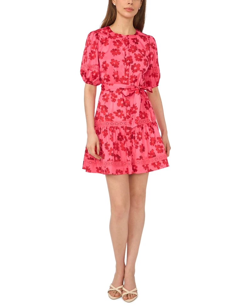 CeCe Women's Printed Crewneck Mini Dress