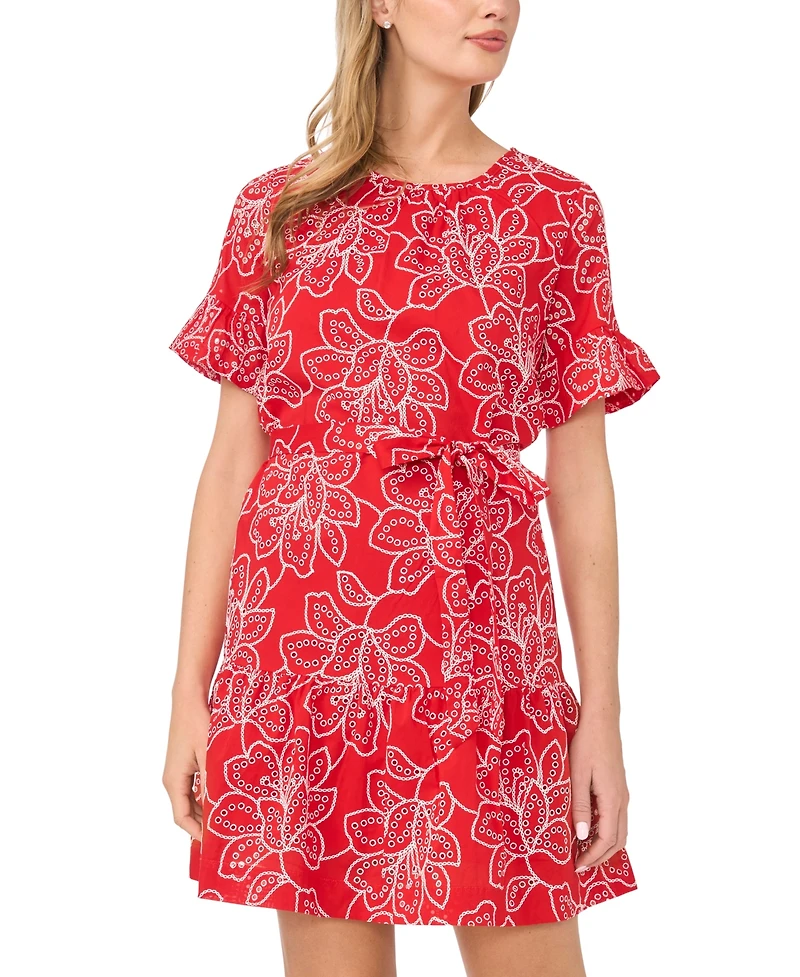 CeCe Women's Printed Relaxed Crewneck Mini Dress