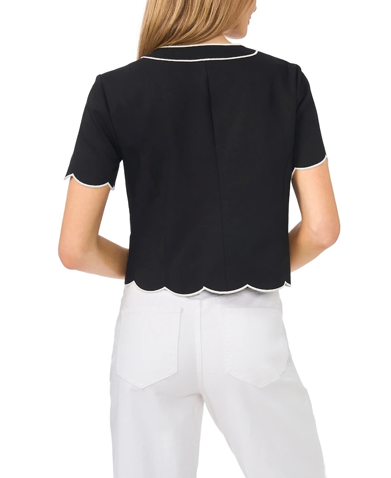CeCe Women's Short-Sleeve Contrast Scallop Jacket
