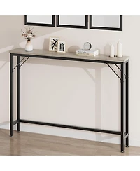 homfan 5.9" Narrow Sofa Table, Skinny Console Table with Storage, Slim Behind Couch Table for Living Room Entryway