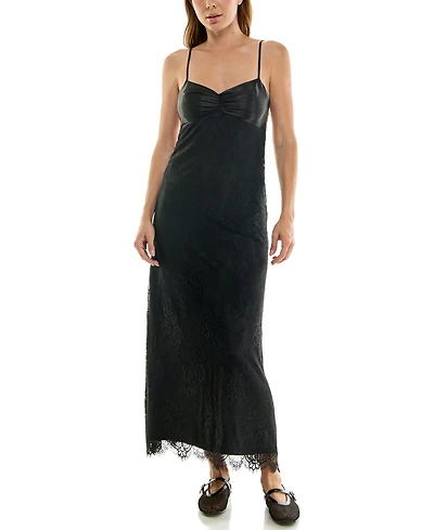 Beauty & Grace Juniors' satin ruched-bust maxi dress