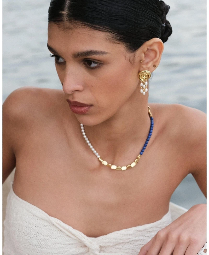 Ottoman Hands Waterproof Shell Pearl Beaded Stud Earrings