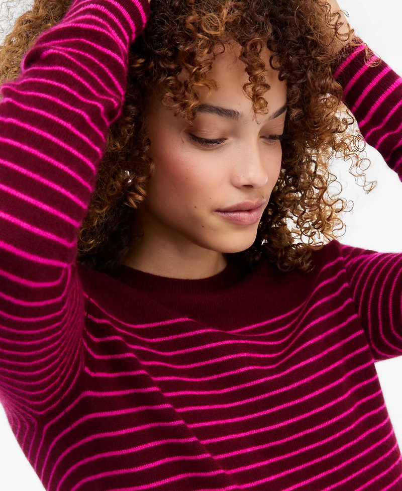 Charter Club Petite Breton-Stripe Cashmere Crewneck Sweater, Macy's Exclusive