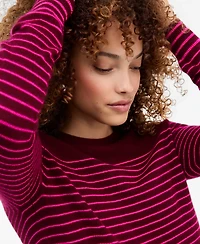 Charter Club Petite Breton-Stripe Cashmere Crewneck Sweater, Macy's Exclusive