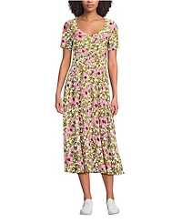 Lands' End Women's Silky Knit Sweetheart Midi Dress