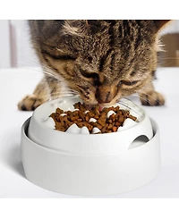CatGuru Cat Slow Feeder, Set Of Two, Marshmallow