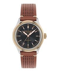 Aston Martin F1 Men's Automatic Black Leather Strap Watch 39mm