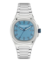 Aston Martin F1 Men's Quartz Light Blue Guilloche Stainless Steel Bracelet Watch 40mm