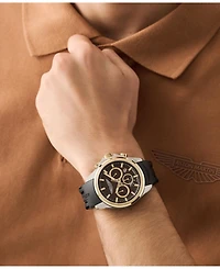 Aston Martin F1 Men's Quartz Brown Guilloche Silicone Strap Watch 44mm