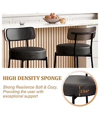 Dyhome 24 inches Bar Stools Set of 2, Counter Height with Leather Pad Wood Back