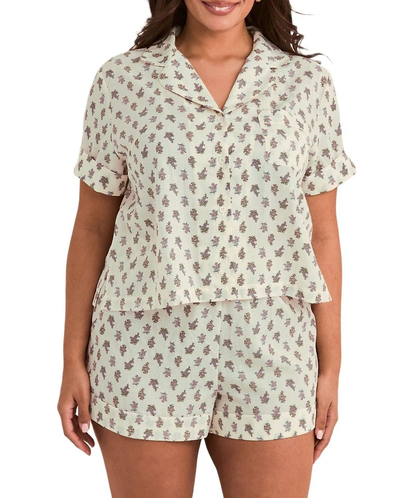 Adore Me Women's Lucero Short Sleeve Top & Shorts Pajama Set