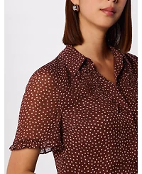 Whistles Women's Polka Dot Sheer Sleeve Shirt