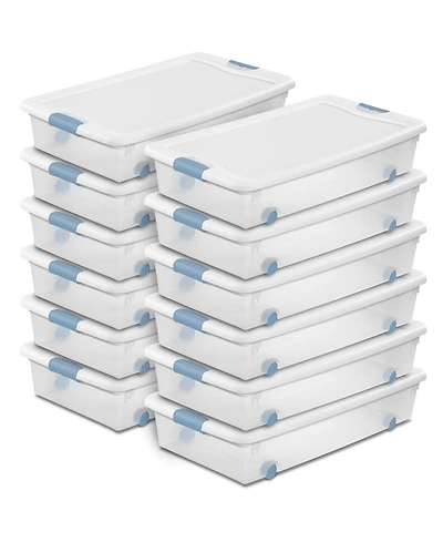 Sterilite 56 Quart Latching Stackable Wheeled Storage Container w/ Lid (12 Pack)
