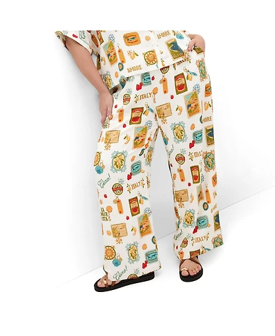 City Chic Plus Amore Print Wide Leg Pant