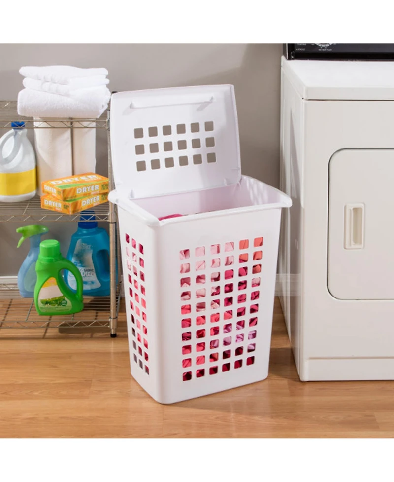 Sterilite Rectangular LiftTop Plastic Clothes Laundry Hamper Bin with Lid