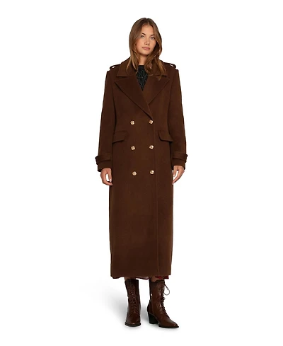 Belle & Bloom Women's Command Wool Blend Double Breast Maxi Coat