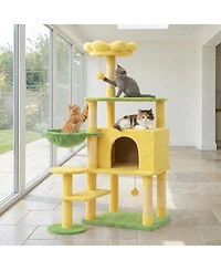 Streamdale Furniture flower cat tree with large condo removable flower cushion and hammock