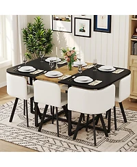 Streamdale Furniture 7 Piece Modern Dining Set and Wood Table with 6 Faux Leather Chairs