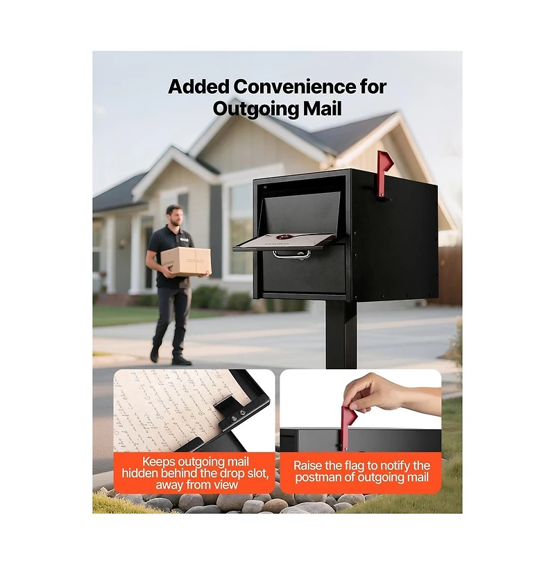 Sugift Post Mount Mailbox Anti-Pry and Anti-Theft Mailboxes for Outside Heavy Duty Lockable Mail