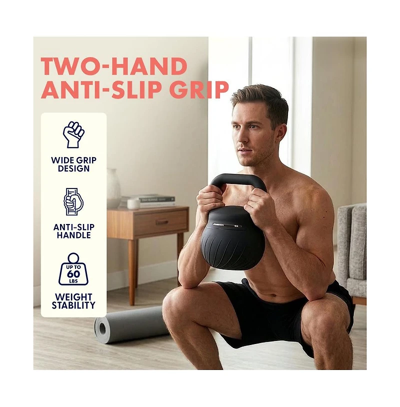 Squatz Soft Drop Kettlebell Set, 15/20/25 lb Cushioned Weights with Wide Grip Handles for Home Gym Workouts