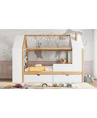 Streamdale Furniture House Platform Bed with Drawers and Shelves