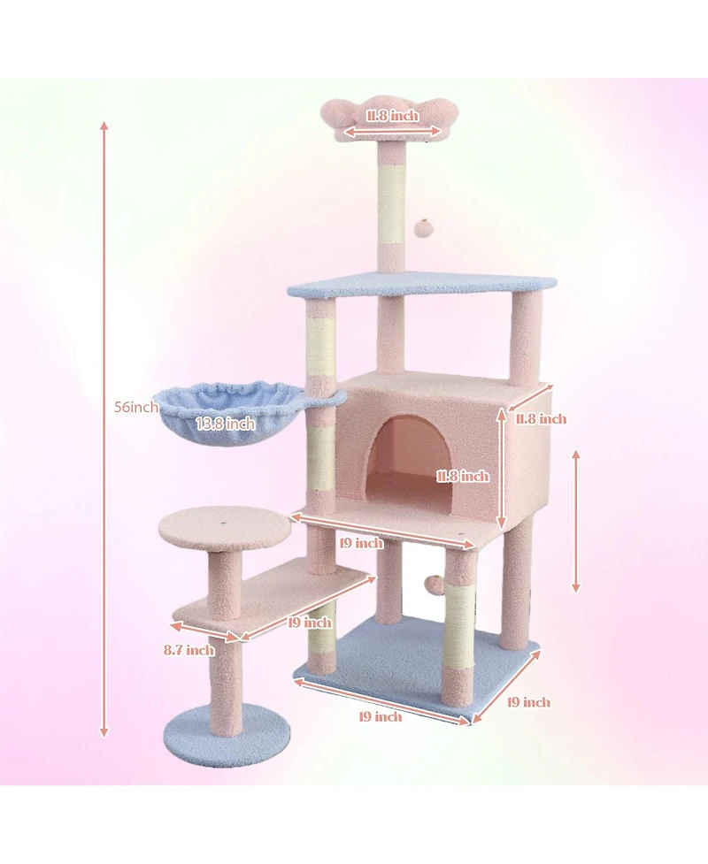Streamdale Furniture flower cat tree with large condo removable flower cushion and hammock