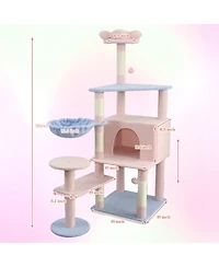 Streamdale Furniture flower cat tree with large condo removable flower cushion and hammock