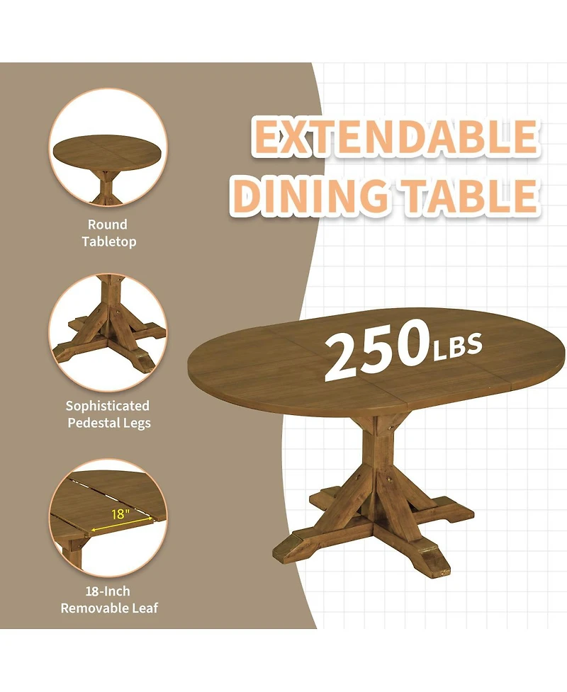 Streamdale Furniture Farmhouse 6piece Extendable Dining Set with Bench and 4 Chairs