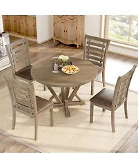 Streamdale Furniture 5 Piece Solid Wood Farmhouse Dining Set with Upholstered Chairs