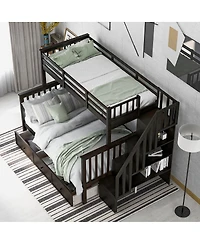 Streamdale Furniture Twin-Over-Full Stairway Bunk Bed with Storage