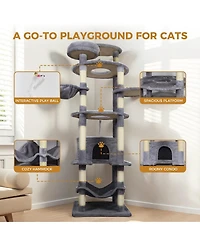 Streamdale Furniture 78.8" Cat Tree Tower with Large Condo, Hammock, and Sisal Posts