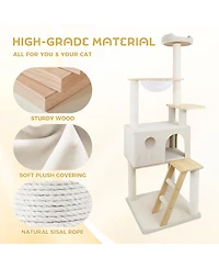 Streamdale Furniture wood cat tree with large condo wood ladder and transparent spacecraft 165cm