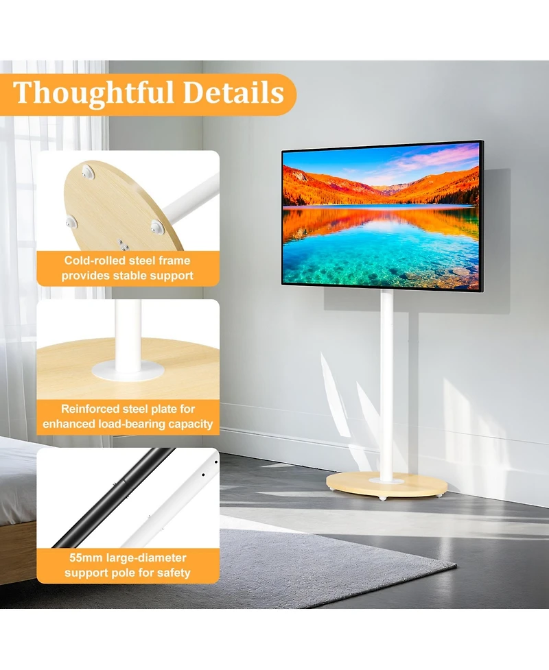 Unho Adjustable Standing Rolling Tv Stand 40-75" Heavy Duty Mobile Tv Mount Max Vesa 600400