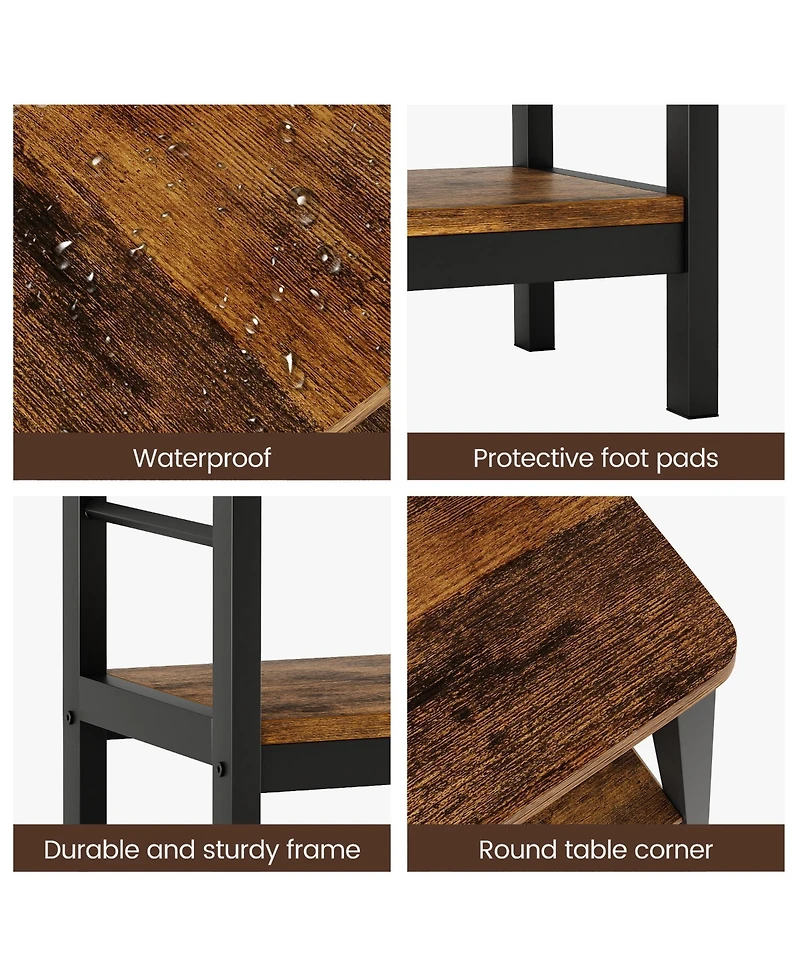 homfan Set of 2 Space-Saving 3-Tier Narrow End Table with Storage Shelf - Modern Sturdy Side Table for Living Room, Bedroom, Hallway