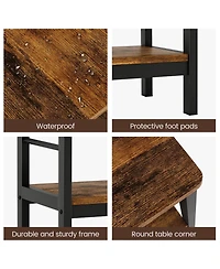 homfan Set of 2 Space-Saving 3-Tier Narrow End Table with Storage Shelf - Modern Sturdy Side Table for Living Room, Bedroom, Hallway