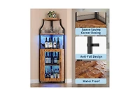 homfan Corner Bar Cabinet, Wine Cabinet with Adjustable Shelf and Glass Holder, 5-Tiers Storage Space Liquor