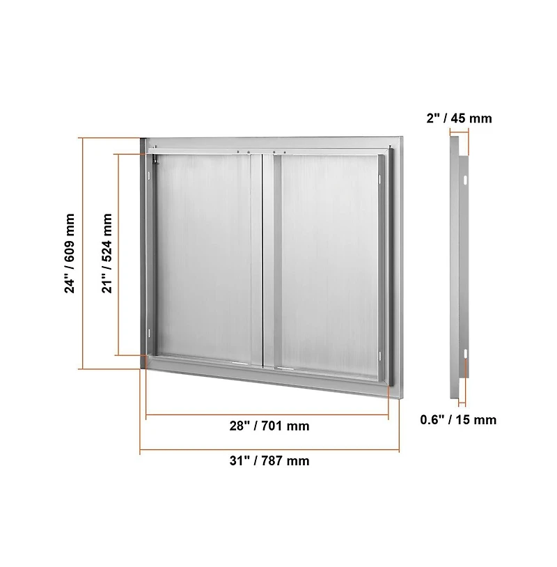 Sugift Bbq Access Door in Double Outdoor Kitchen Stainless Steel