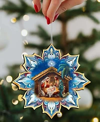 Designocracy Nativity Snowflake Wood Ornaments, Set of 3