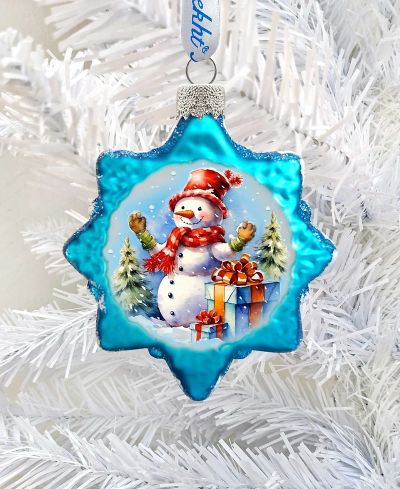 Designocracy Snowman Gift Keepsake Holiday Mercury Glass Ornaments G. DeBrekht