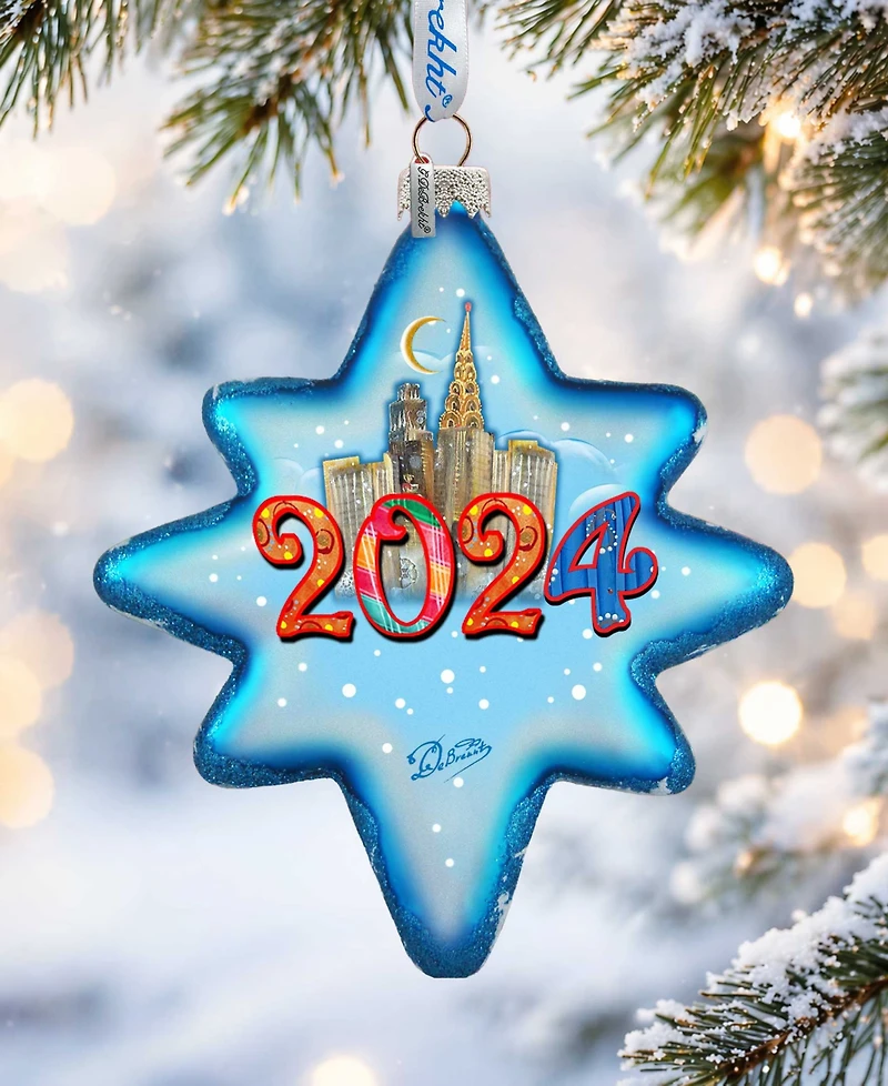 Designocracy 2024 Dated Star Christmas Mercury Glass Ornaments G. DeBrekht