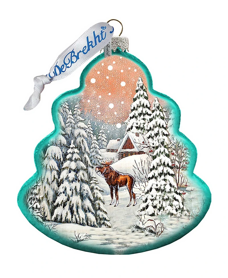 G.DeBrekht Winter Village with Moose Tree Holiday Ornament